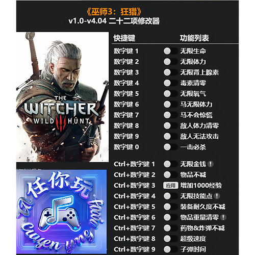 巫师3狂猎Steam正版修改器