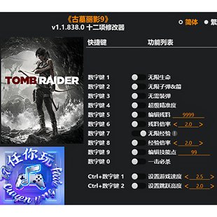 《古墓丽影9》修改器 Steam正版专用电脑科技辅助工具不含游戏