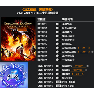 《龙之信条:黑暗觉者》修改器 Steam电脑科技辅助工具不含游戏