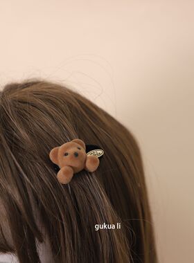 GUKUALI新款植绒小熊盘发夹