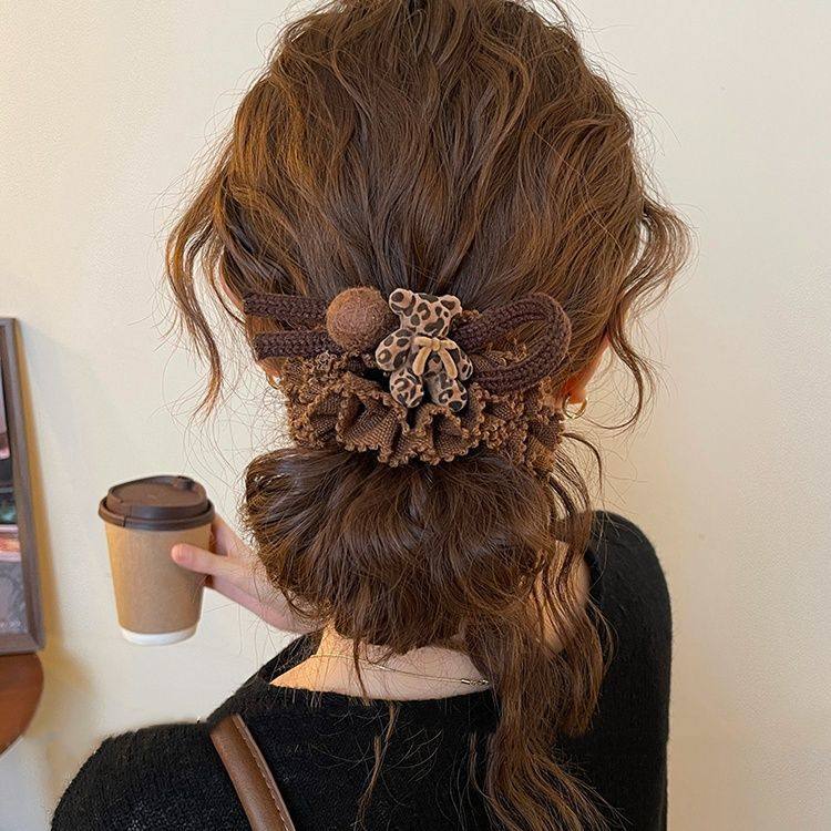 豹纹小熊毛球大肠发圈女高级感低马尾皮筋头花盘发丸子头绳发绳秋,饰品/流行首饰/时尚饰品新,发饰,淘宝优惠券,粉丝福利购,淘宝优惠卷