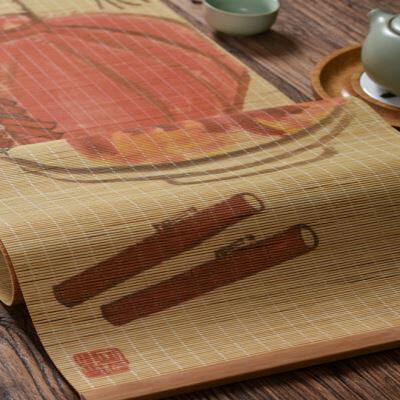 齐白石大红灯笼壁挂年画竹茶席玄关茶室墙面装饰背景国画古风竹帘