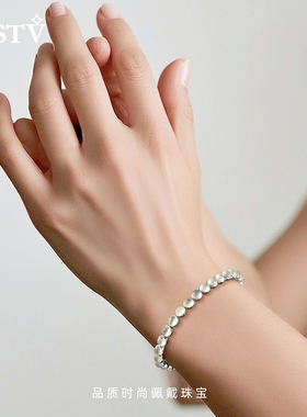 gstv女士钯银月长石手链