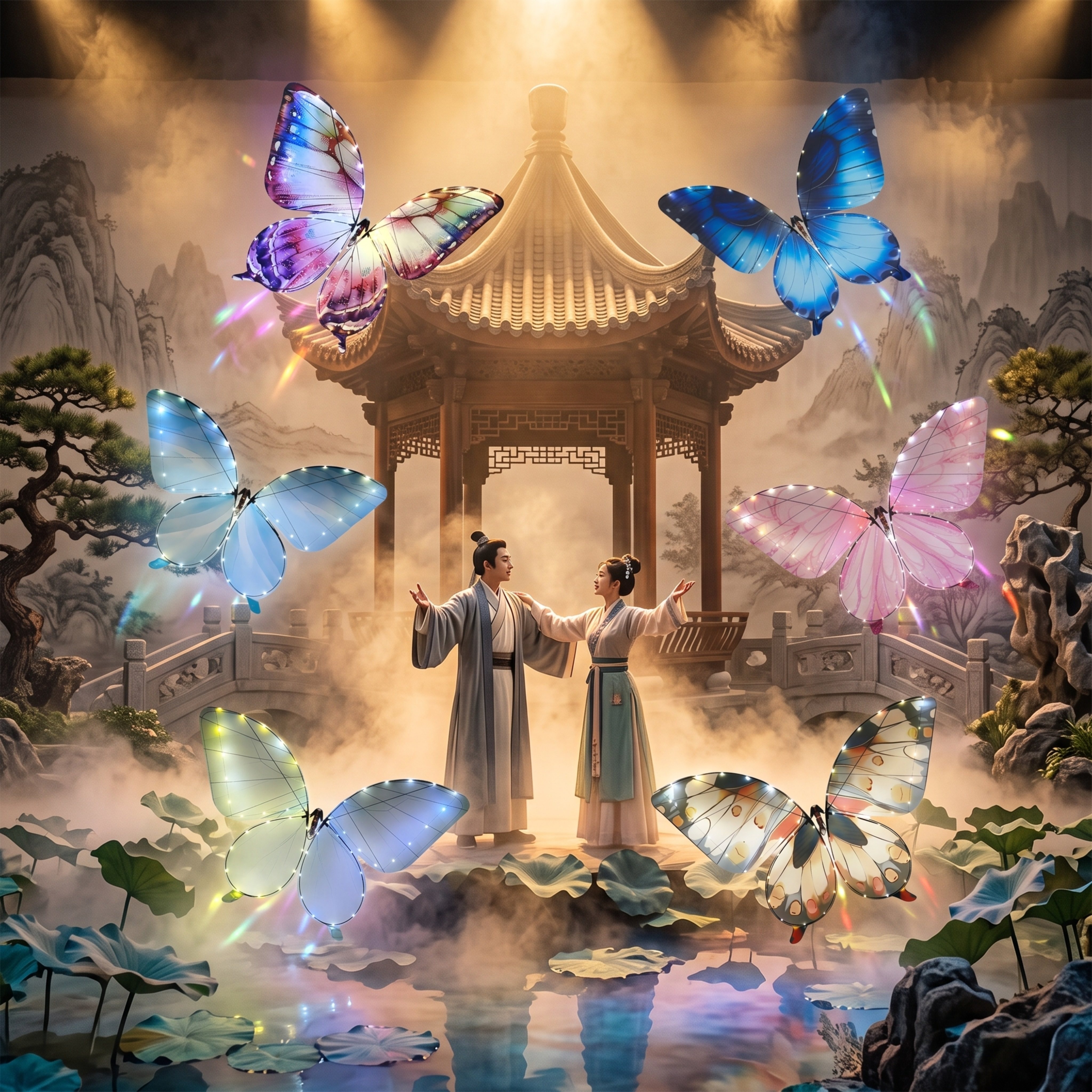 仿生蝴蝶扑翼飞行器汉服秀场道具时装展演全场布景遥控飞行器