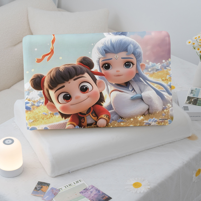 新款哪吒敖丙乳胶枕儿童牛奶绒枕套30x50CM单人枕套学生宿舍枕套