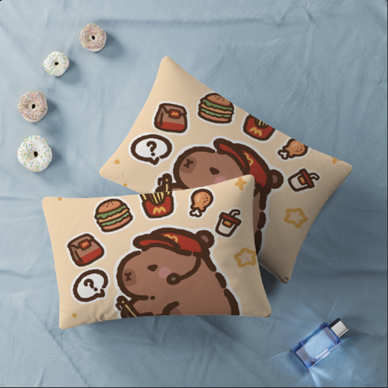 卡皮巴拉卡通印花单品枕套学生儿童宿舍单用卧室家用枕头套48X74