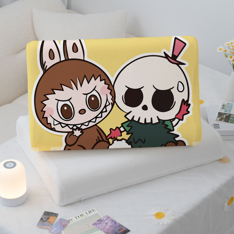 卡通拉布布乳胶枕芯套牛奶绒可水洗学生儿童单人枕套40x60cm