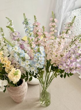 2叉千寻仿真花飞燕草绢花落地假花装饰摆设家居客厅插花摄影道具
