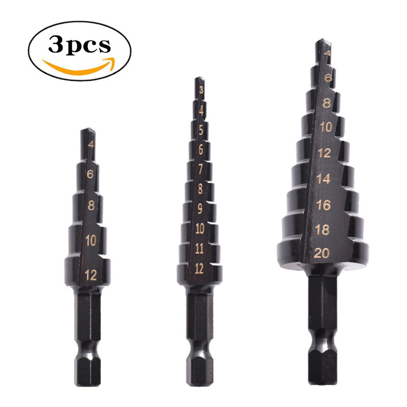 跨境热销多功能宝塔钻头六角柄直槽木工扩孔工具套装黑色阶梯钻头,五金/工具,扩孔钻,淘宝优惠券,粉丝福利购,淘宝优惠卷