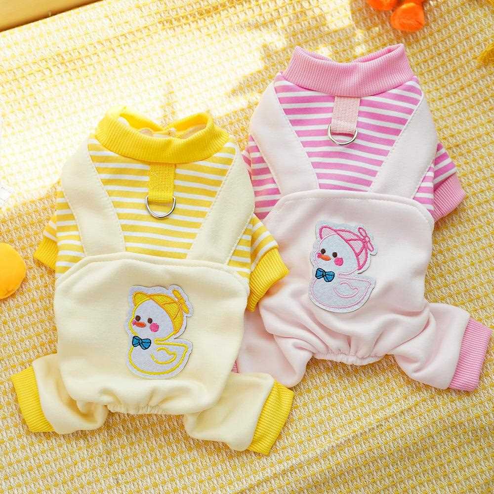 宠物四脚衣狗狗衣服猫咪秋冬加绒卫衣用品鸭子中型犬柯法斗可牵引