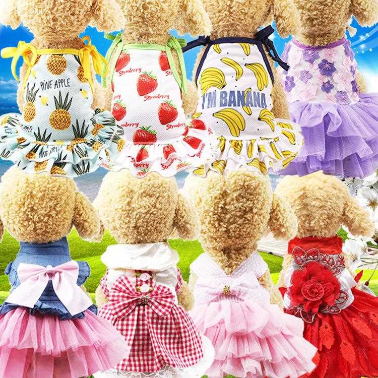 狗狗宠物裙子猫咪衣服背心条纹吊网纱用品春夏泰迪博美