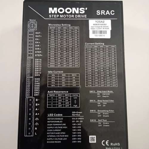MOONS鸣志步进驱动器Y2SA2，最大电流4.0A议价