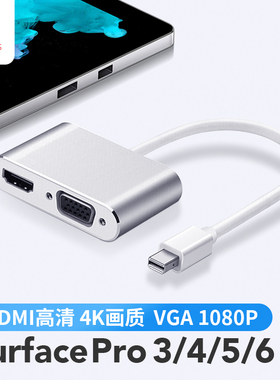 snowkids Surface扩展坞4K高清转换器雷电3 pro3/4/5/6笔记本电脑mini DP转HDMI+VGA双接口输出转接线头