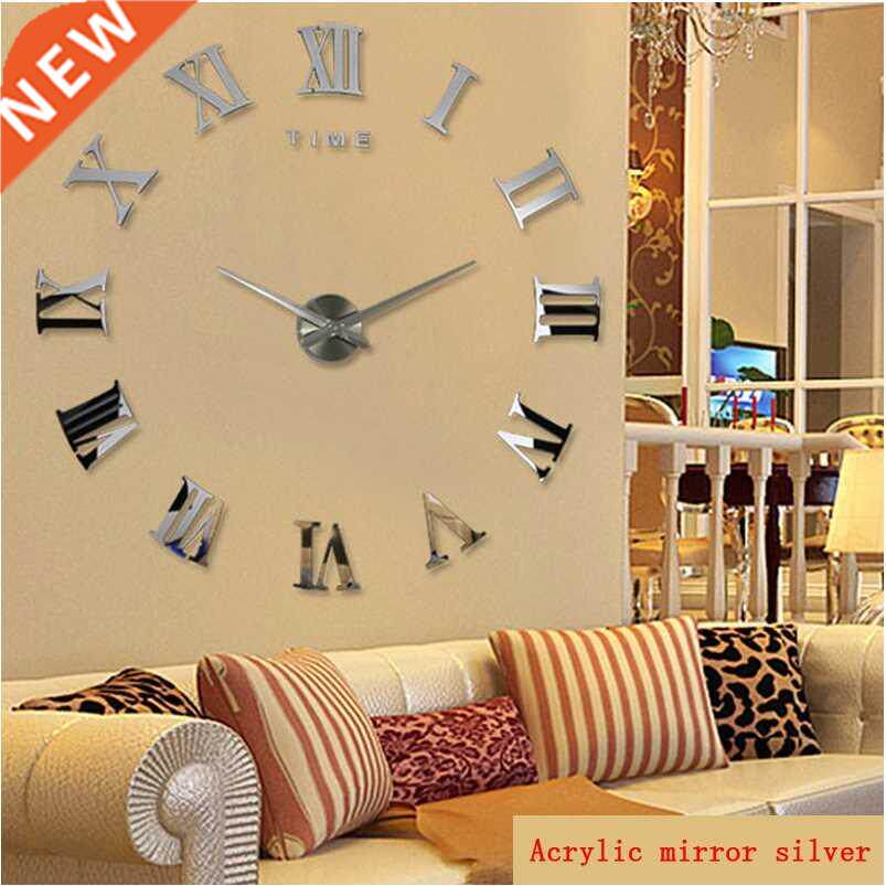 2021 New  Wall Clock 3D Home Decor Large Roman Mirror Fas图片