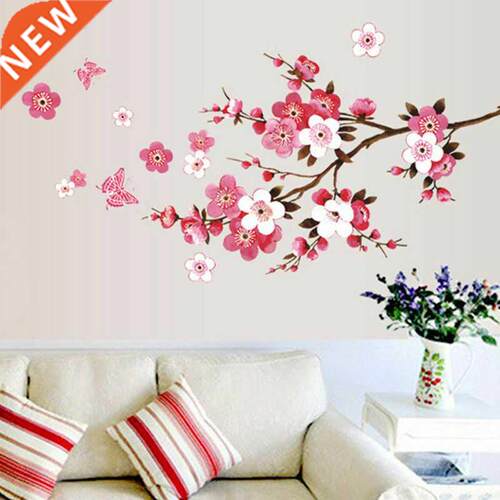 Removable D Beautiful Blossom Flower Butterfly Wall Paper
