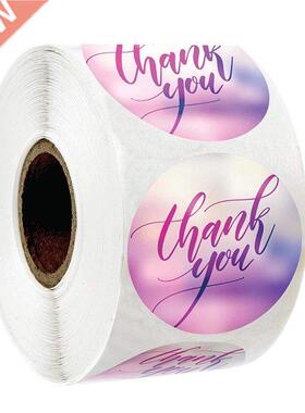 Thank You Sticker Seal Labels Round Blurred Background 100-5