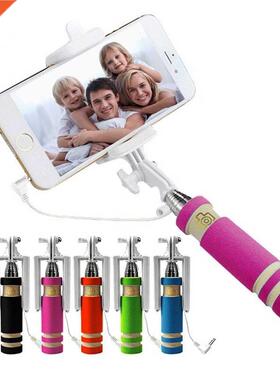 Mini Selfie Stick with Button Wired Cotton Material Handle M