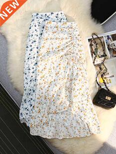 Syiwidii Shirring Mermaid Skirts for Women 2022 Summer Flora