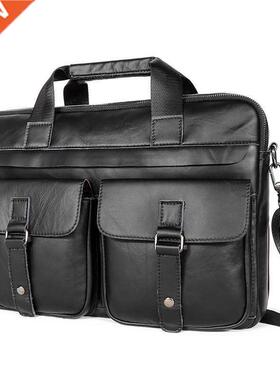 2021 Men's Business Black Casual Bag Genuine leather Bri