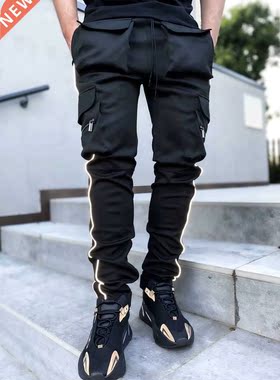 Hip Hop Men's Casual Pants European Popular Logo Large Strai