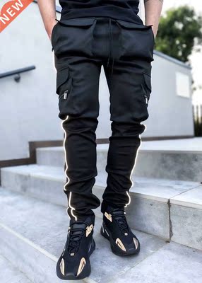 Hip Hop Men's Casual Pants European Popular Logo Large Strai