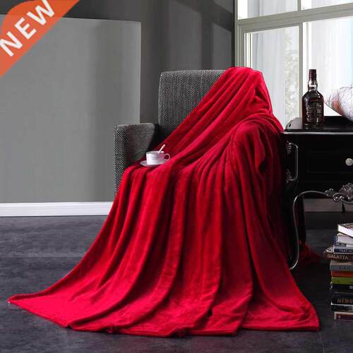 Red Flannel Blanket Soft Throw Blanket On Sofa Bed Plane Tra