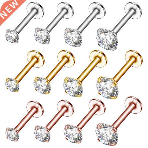 1PCS Crystal Labret Piercing Ring Lip 16GSurgical Steel Zirc