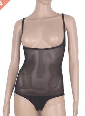 Women Dancewear Sleeveless Clothes Stchy Mesh Top Chest Supp