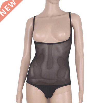 Women Dancewear Sleeveless Clothes Stchy Mesh Top Chest Supp