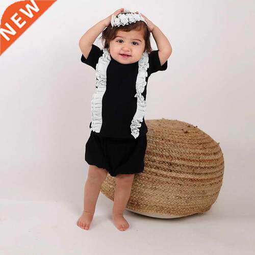 Baby set summer clothes 2pcs top and bloomers black ribbed k