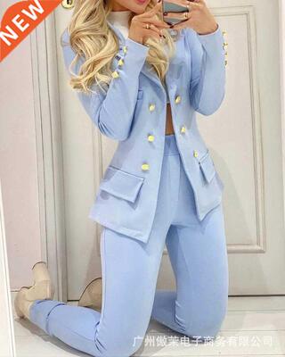 2021 Fall Women's New Products Lapel Double-breasted Blazer