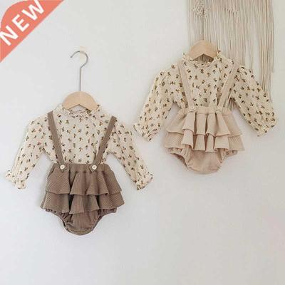 2Pcs Vintage Baby Girl Clothes Set Summer Cotton Girls Flora