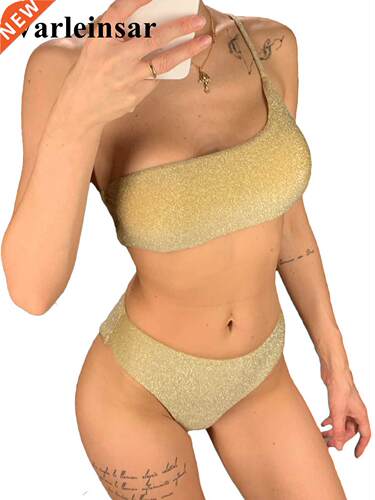 Shiny Glitter Sparkling High Waist Bikini Female Swimsuit Wo