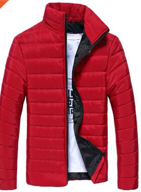 Winter Jackets Men Solid Color Parkas Stand Collar Long Slee