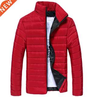 Winter Jackets Men Solid Color Parkas Stand Collar Long Slee