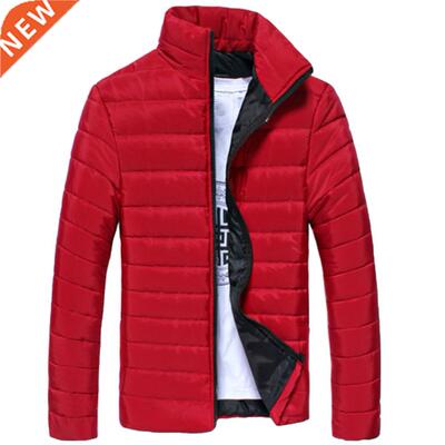 Winter Jackets Men Solid Color Parkas Stand Collar Long Slee