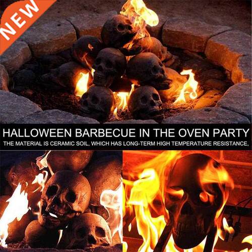Skull Decor Prop Ceramic Soil Skeleton Head Burning Prop