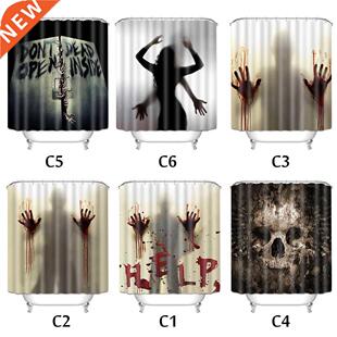 Halloween Shower Curtain Window Curtains Horror Bloody Hands