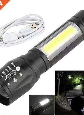 Portable T6 COB LED Flalight Waterproof Tactical USB Recha