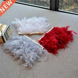 Feather Handbag Women's Evening Clutch Bag Ostrich Feather T