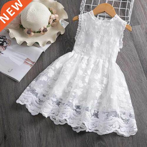 White Flower Girls Dresses 2022 Summer Sleeeveless Wedding E