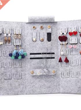 Portable Roll-up Felt Jewelry Roll Storage Bag Folding Trave