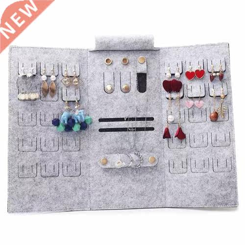 Portable Roll-up Felt Jewelry Roll Storage Bag Folding Trave