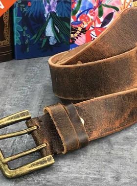 Super Wide 4.2CM Luxury Thick Genuine Leather Men Belt Doubl