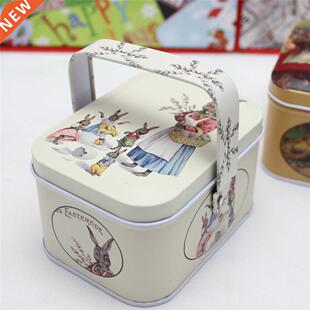 1Pc Vintage Small Suitcase Storage Tin With Lids Can Cooki