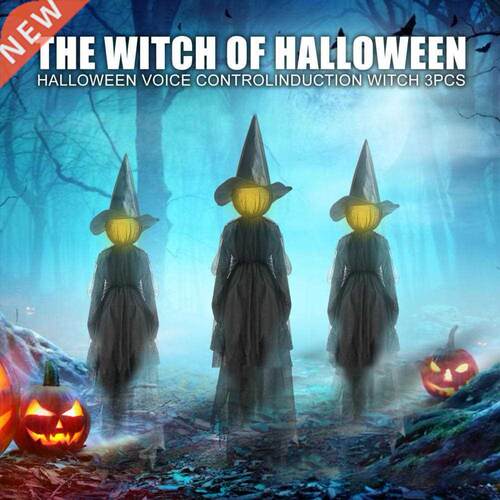 Creative Luminous Witch Shape Statue Halloween Decor Bright