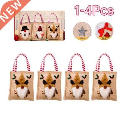 Christms Decortion Burlp Gift Bg Reusble Snt Clus