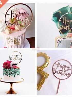 New Rose gold acrylic cake topper Kids happy birthday cake f