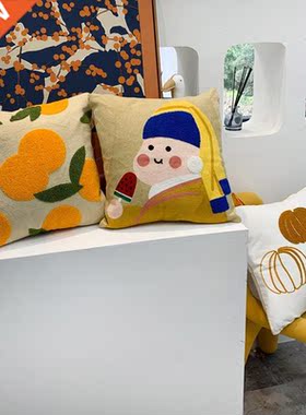 Cotton Linen Flower Pattern Throw Pillow Cuion Cover Seat