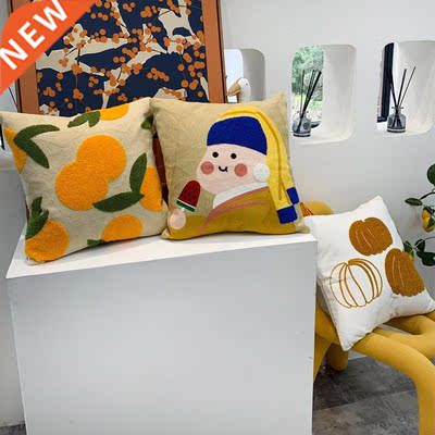 Cotton Linen Flower Pattern Throw Pillow Cuion Cover Seat